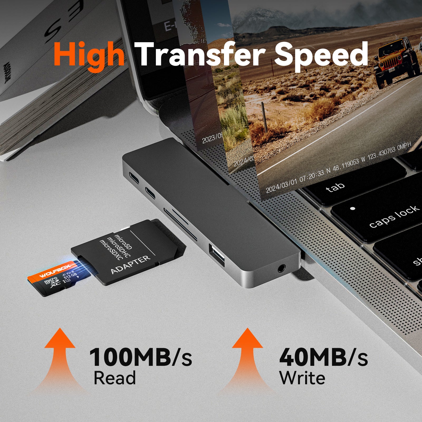 WOLFBOX Dash Cam 512GBGB Micro SD Card, Class 10 U3 TF Card