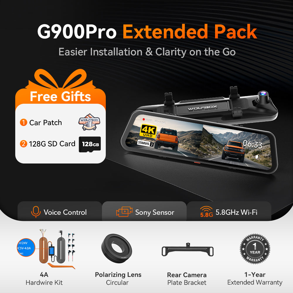 WOLFBOX G900Pro 12MP WiFi Touch Screen Smart Rear View Mirror Dash Cam