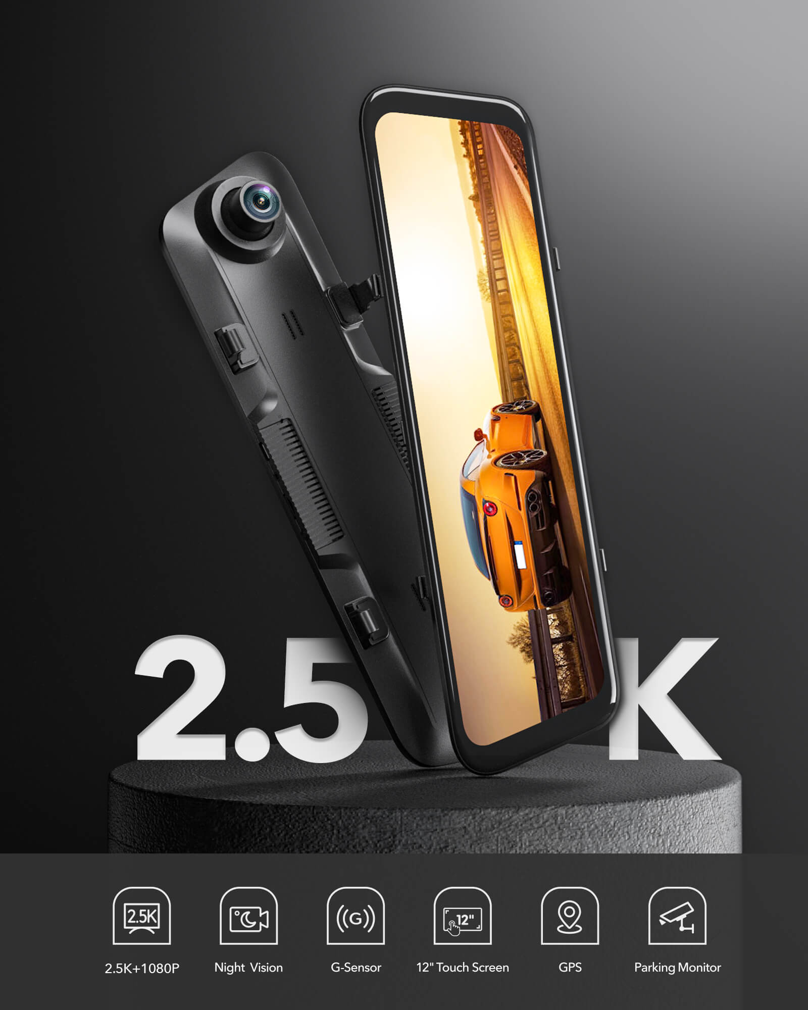 WOLFBOX G840H Wi-Fi Rear View Mirror Dash Cam camera wolfboxdashcamera