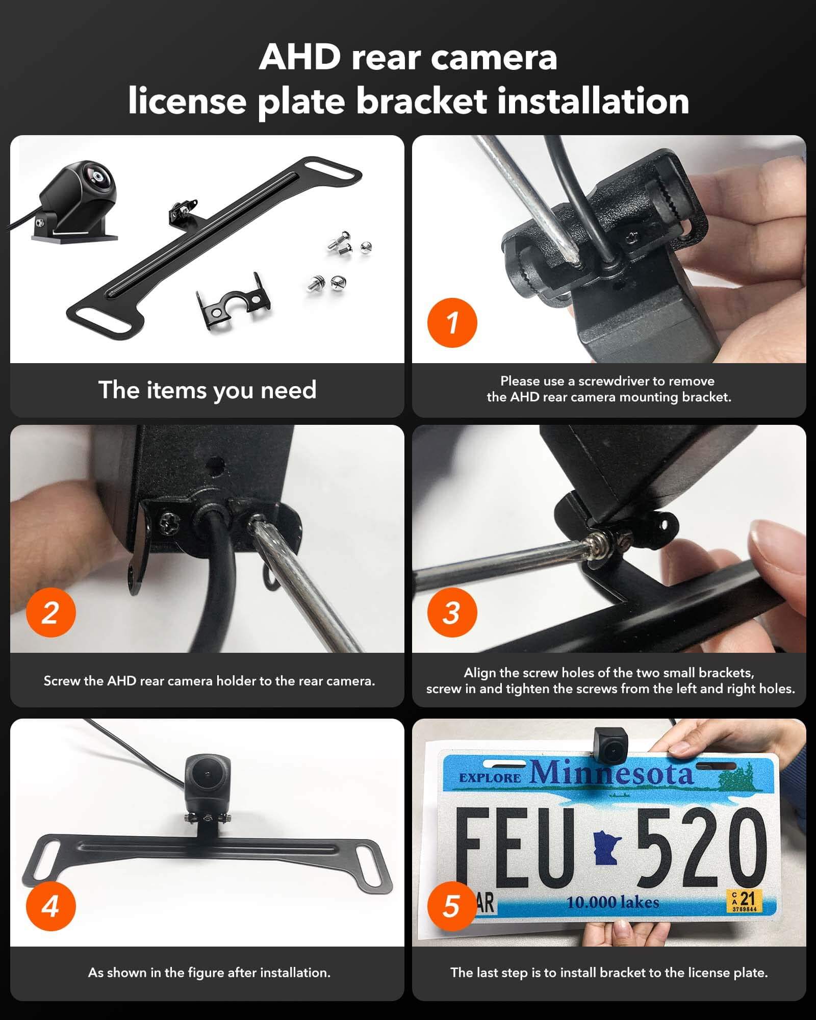 WOLFBOX Reverse Camera Plate Bracket for Easy Backup View Installation wolfboxdashcamera