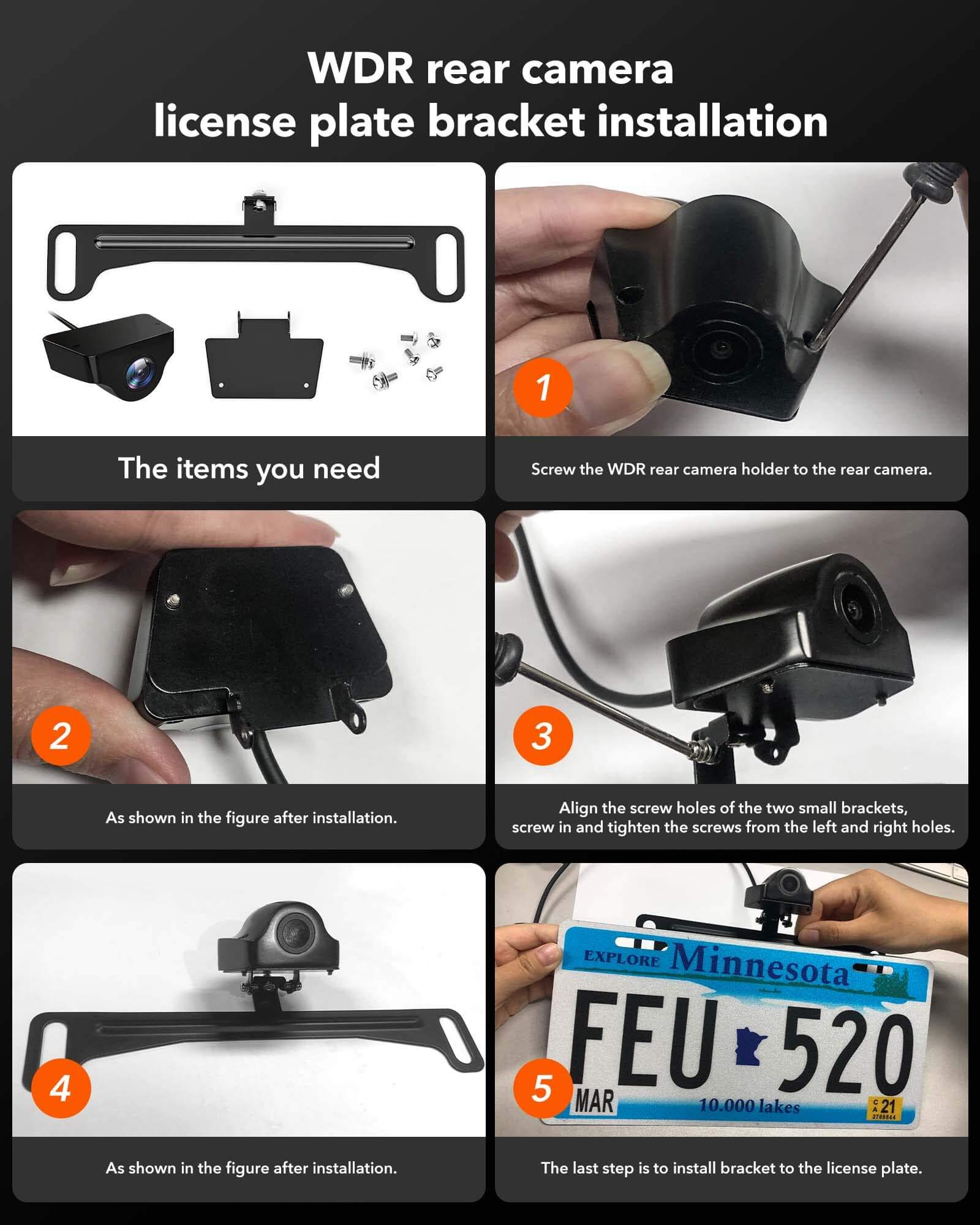 WOLFBOX Reverse Camera Plate Bracket for Easy Backup View Installation wolfboxdashcamera