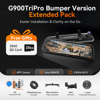 WOLFBOX G900 TriPro Bumper Version 3 Channel Rearview Mirror Camera