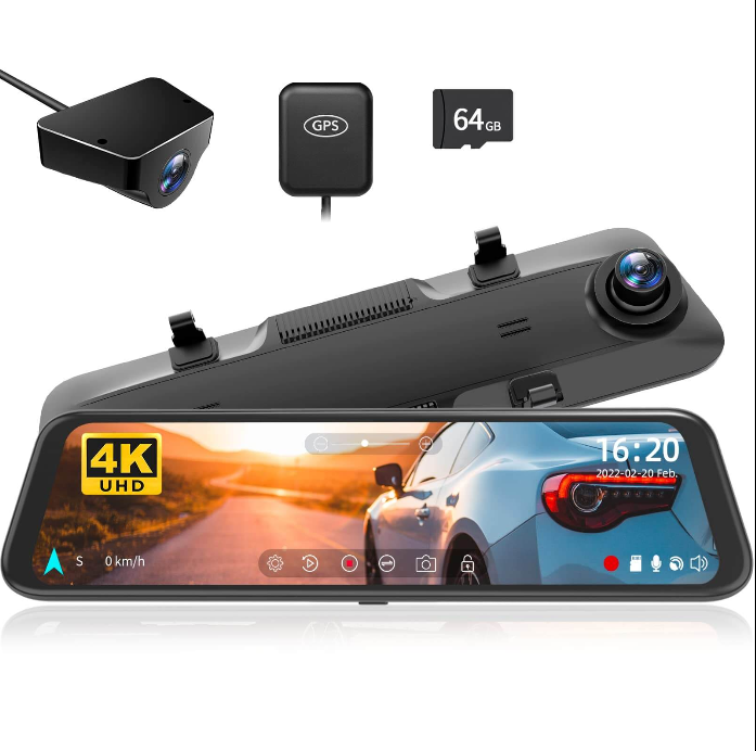 WOLFBOX G850 Rearview Mirror Backup Camera Dash Cam