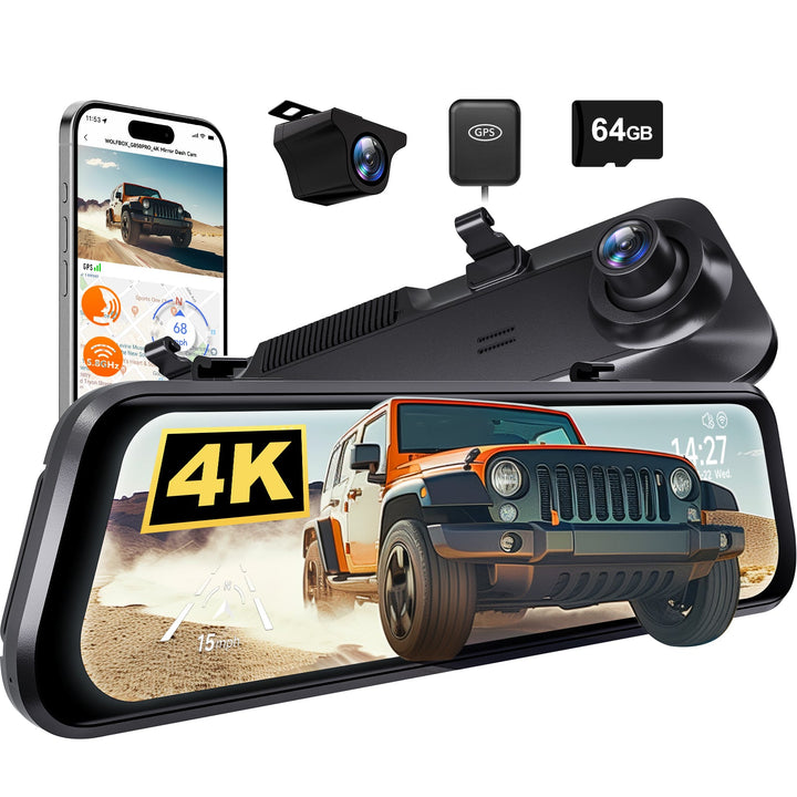 WOLFBOX G850Pro 4K Wifi ADAS Front and Rear Mirror Dash Cam camera WOLFBOX   