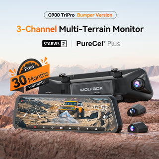 WOLFBOX G900 TriPro Bumper Version 3 Channel Rearview Mirror Camera