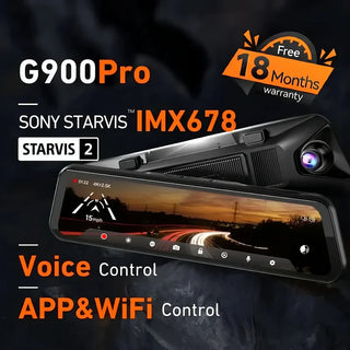 WOLFBOX G900Pro 12MP WiFi Touch Screen Smart Rear View Mirror Dash Cam