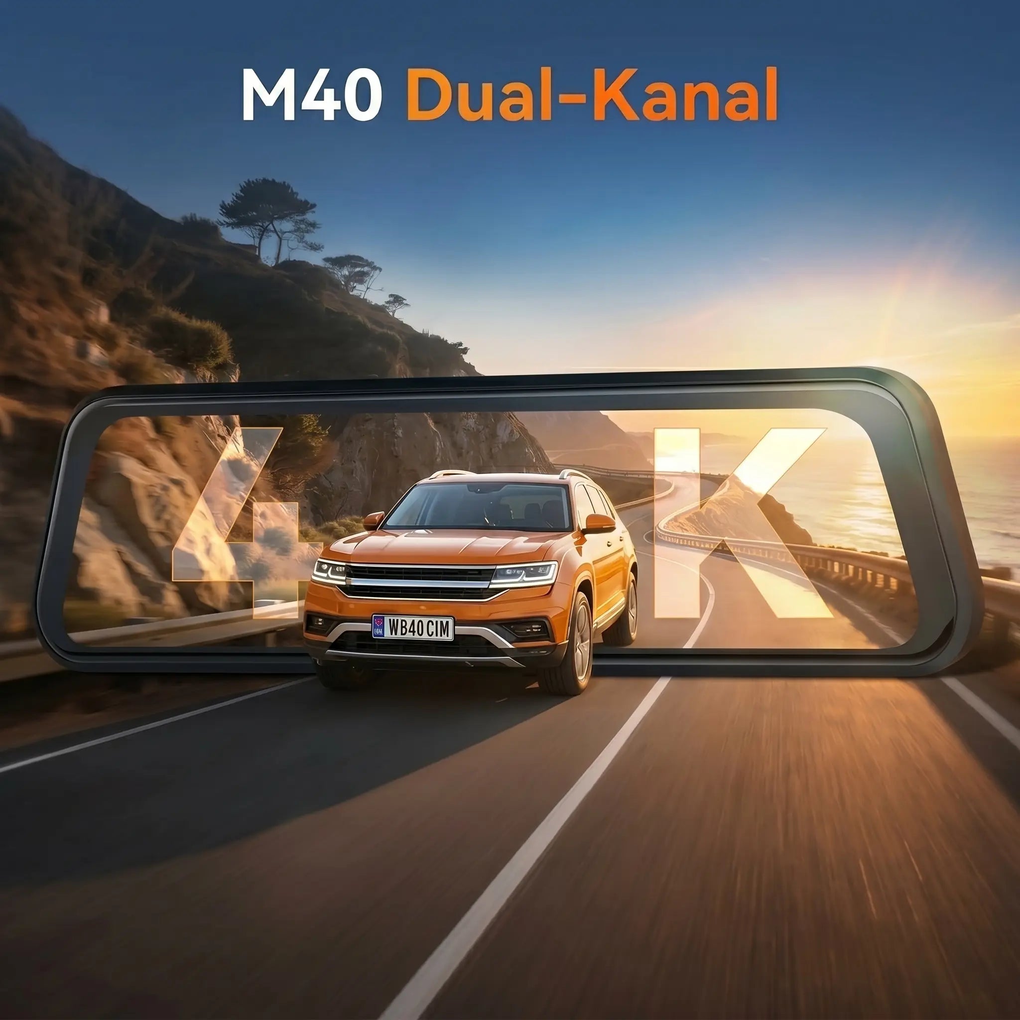 WOLFBOX M40 4K 10" ADAS WIFI Touch Screen Mirror Dash Cam