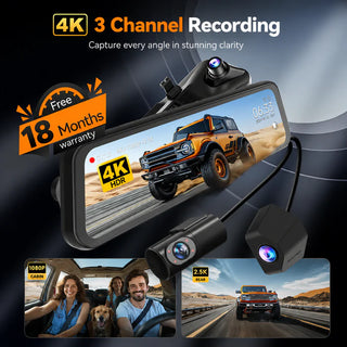G900 TriPro 4K+2.5K+1080P 3 Channel Cabin Monitor Mirror Dash Cam