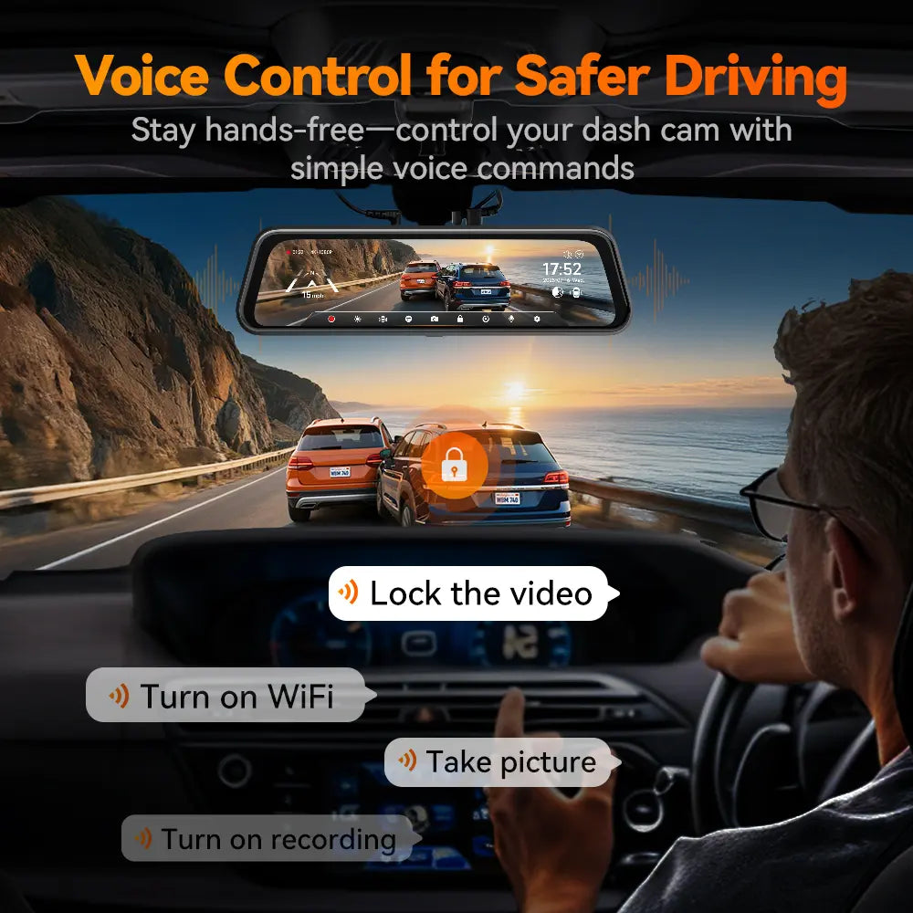 WOLFBOX M40 4K 10" ADAS WIFI Touch Screen Mirror Dash Cam